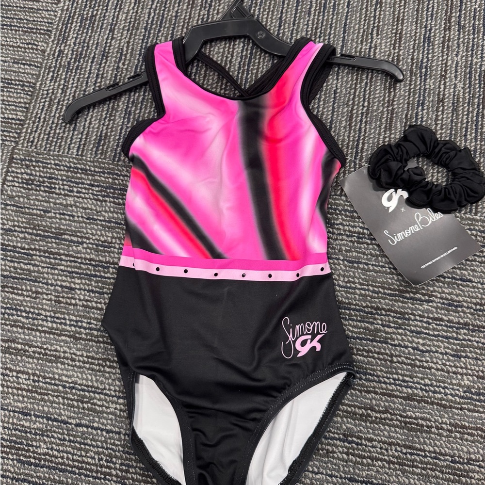 GK Simone Biles- Pink and Black Gymnastics Leotard NWT - Picture 2 of 3